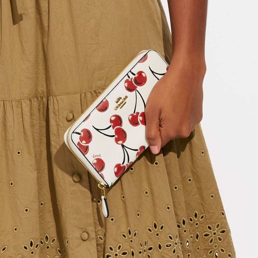 ALMOST PERFECT Coach Accordion Zip Wallet With Cherry Print - Picture 3 of 4